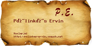 Pálinkás Ervin névjegykártya